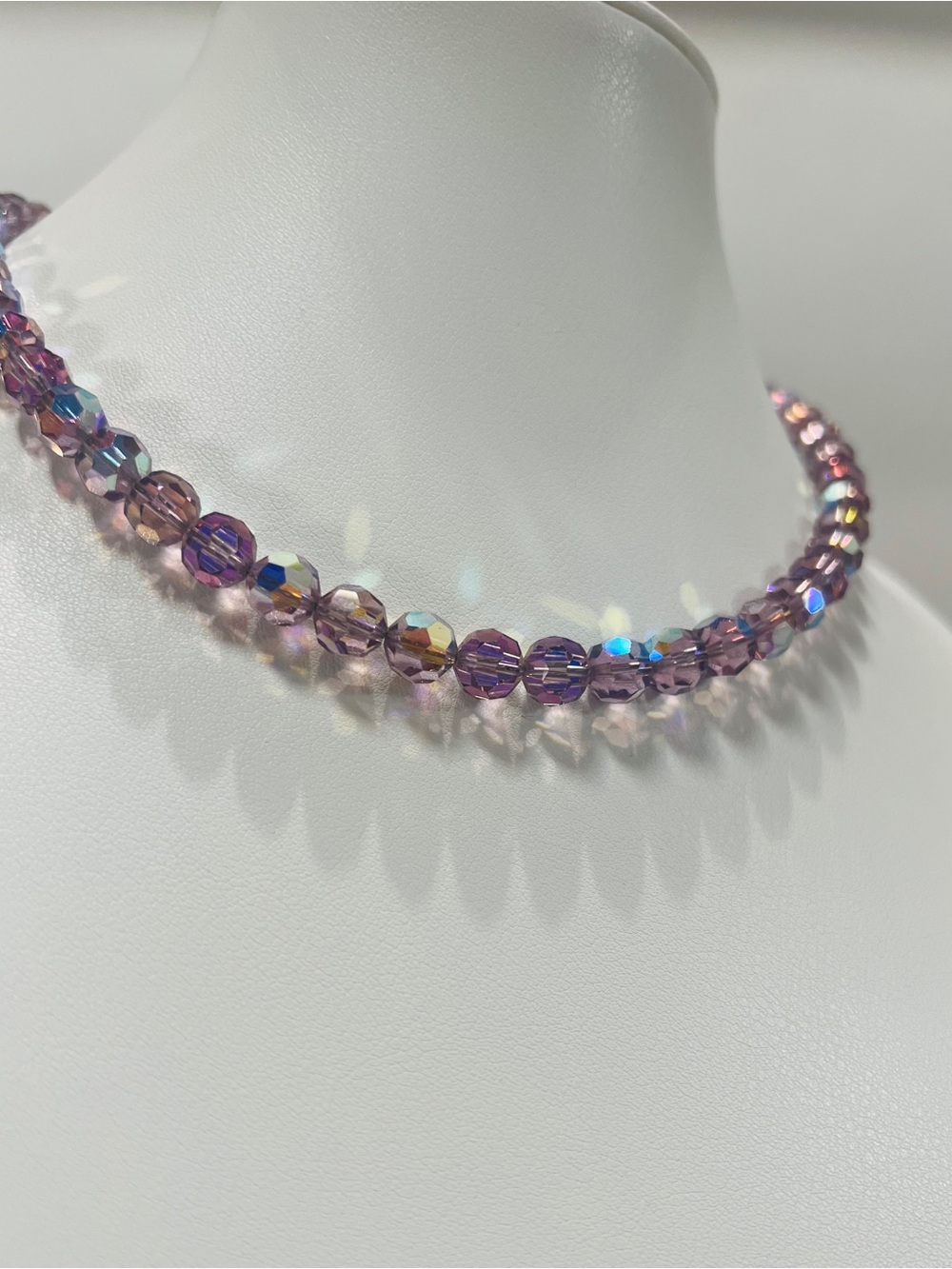 Vintage AB Crystal Faceted Bead Necklace